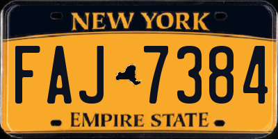 NY license plate FAJ7384