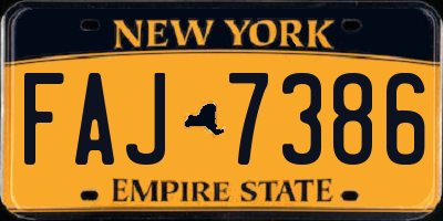 NY license plate FAJ7386