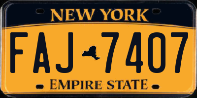 NY license plate FAJ7407