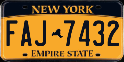 NY license plate FAJ7432