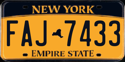 NY license plate FAJ7433