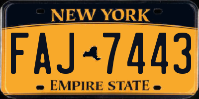NY license plate FAJ7443
