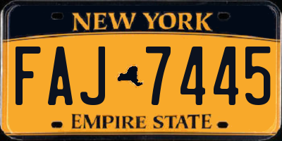 NY license plate FAJ7445