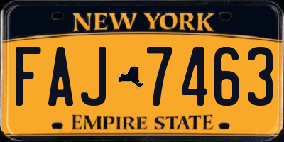 NY license plate FAJ7463