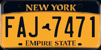 NY license plate FAJ7471