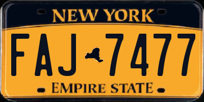 NY license plate FAJ7477
