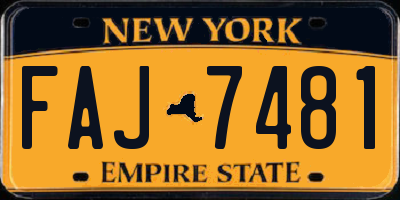 NY license plate FAJ7481