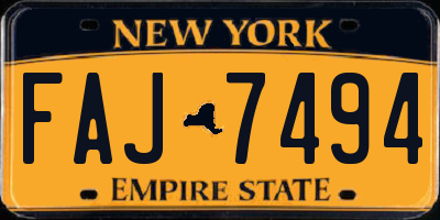 NY license plate FAJ7494