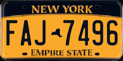 NY license plate FAJ7496