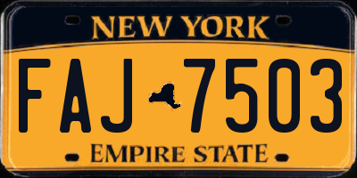 NY license plate FAJ7503