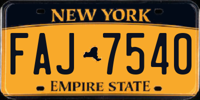 NY license plate FAJ7540