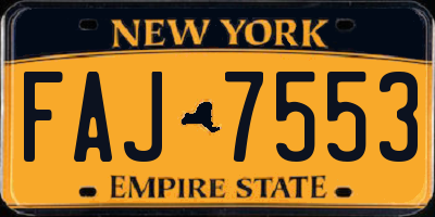 NY license plate FAJ7553