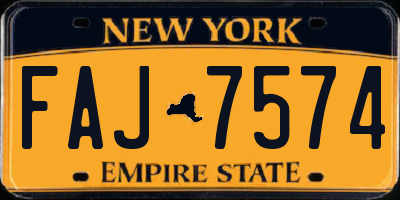 NY license plate FAJ7574