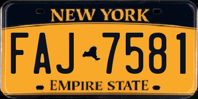 NY license plate FAJ7581