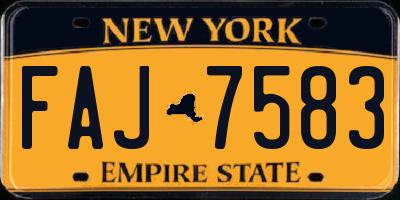 NY license plate FAJ7583