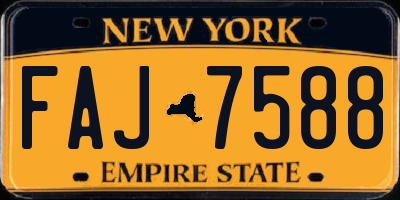 NY license plate FAJ7588