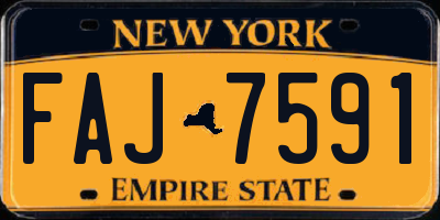 NY license plate FAJ7591