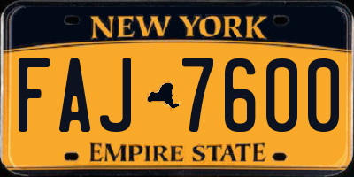NY license plate FAJ7600