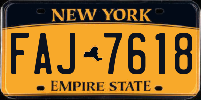 NY license plate FAJ7618