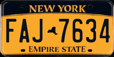 NY license plate FAJ7634