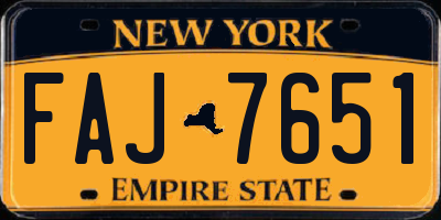 NY license plate FAJ7651