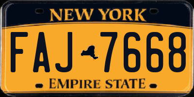 NY license plate FAJ7668