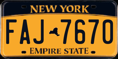 NY license plate FAJ7670