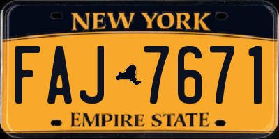 NY license plate FAJ7671