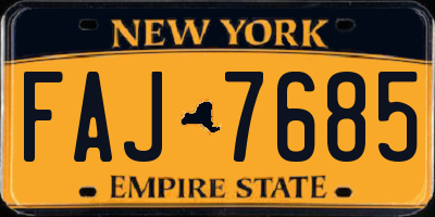 NY license plate FAJ7685