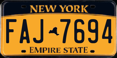 NY license plate FAJ7694