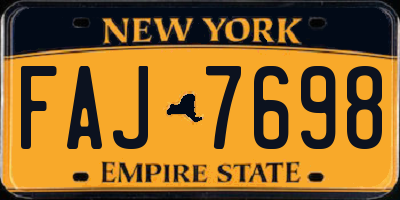 NY license plate FAJ7698