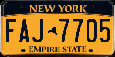 NY license plate FAJ7705