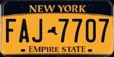 NY license plate FAJ7707