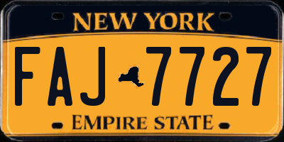 NY license plate FAJ7727