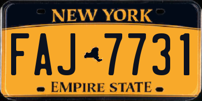 NY license plate FAJ7731