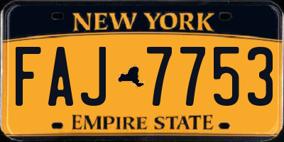 NY license plate FAJ7753