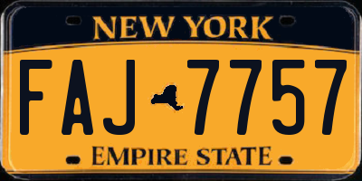 NY license plate FAJ7757
