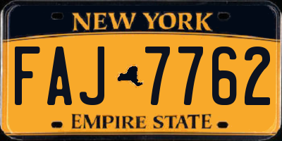 NY license plate FAJ7762