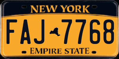 NY license plate FAJ7768