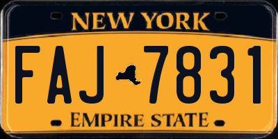 NY license plate FAJ7831