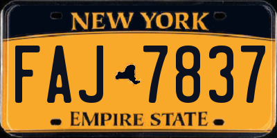 NY license plate FAJ7837