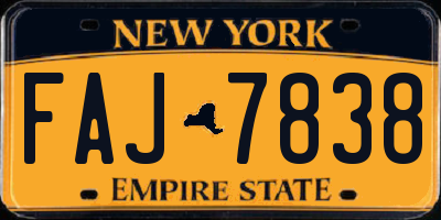 NY license plate FAJ7838