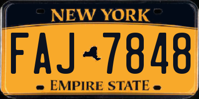 NY license plate FAJ7848