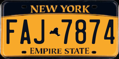 NY license plate FAJ7874