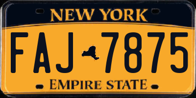 NY license plate FAJ7875