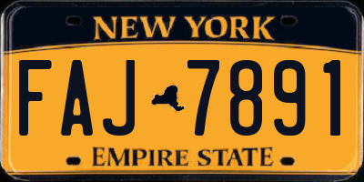 NY license plate FAJ7891