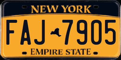NY license plate FAJ7905