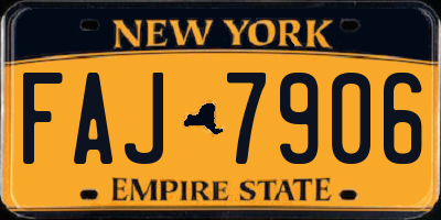 NY license plate FAJ7906