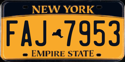 NY license plate FAJ7953