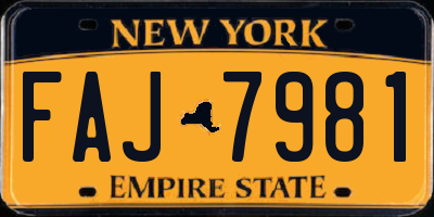 NY license plate FAJ7981